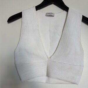 Babaton White Ribbed Crop Top